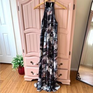 Bettina Liano Abstract Black and White Maxi Dress